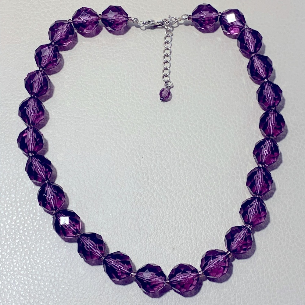 Purple Beaded Short Necklace